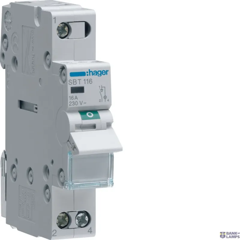 Hager Switch 1P, 16 A Switch, Ind. Light SBT116