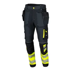 Bikses STRETCH PLUS HI-VIS, pelēkas-dzeltenas, REWELLY (50 izmērs)