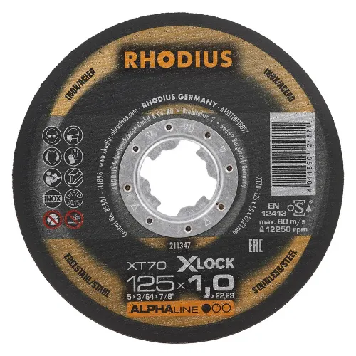 RHODIUS Met.pj. diskas XT70 125x1,0x22 X-LOCK 250-211347