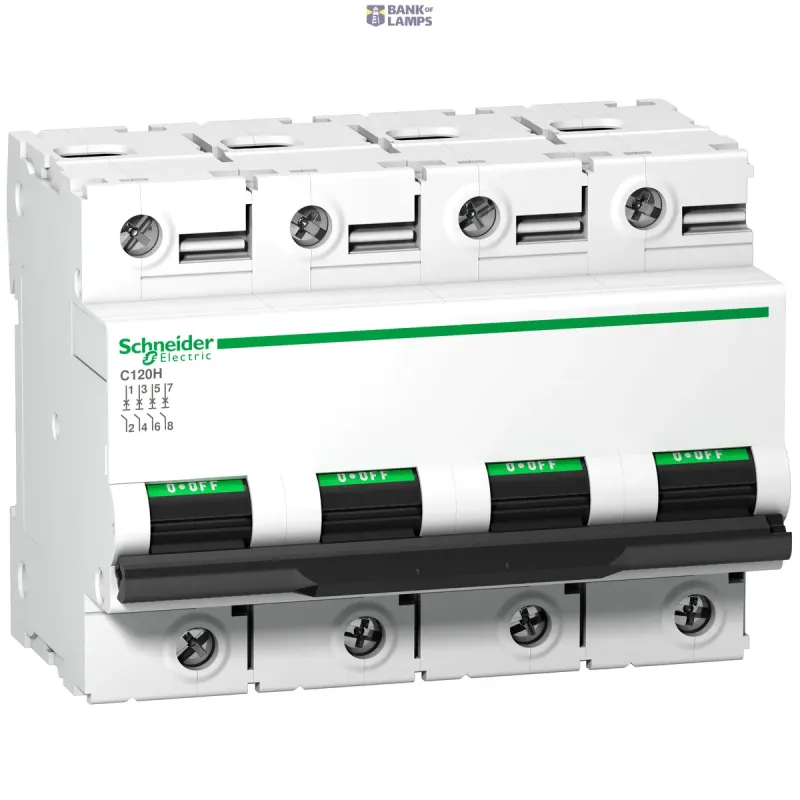 Schneider Electric Miniature Circuit Breaker Acti9 C120H, 4P, 125 A, C Curve A9N18481