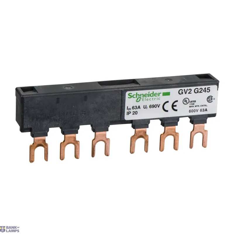Schneider Electric Comb Busbar FT, 63 A, 3P, TeSys GV2, Number Of Tap-offs: 2 GV2G245
