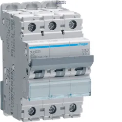 Hager NDN320 — автоматический выключатель 3P, 10 kA/15 kA D-20 A, 3M