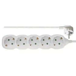 Extension bar 5 ligzdu 5.0m ar earthing (balts) 1.5mm² EMOS
