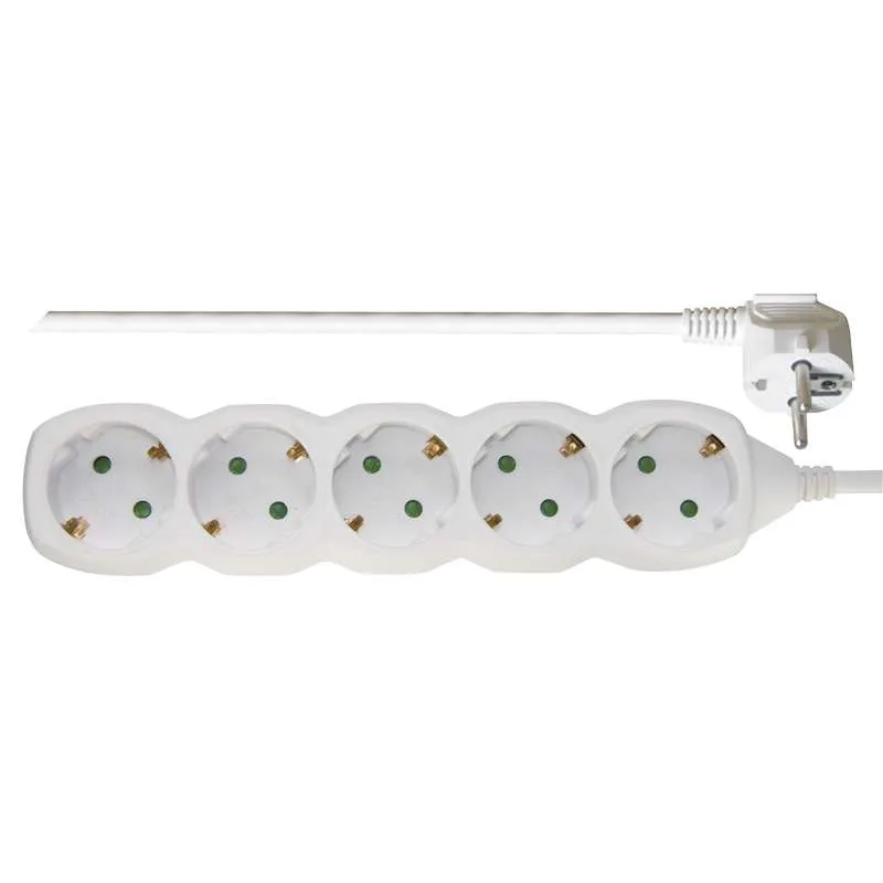 EMOS Extension bar 5 ligzdu 5.0m ar earthing (balts) 1.5mm² EMOS P0525R