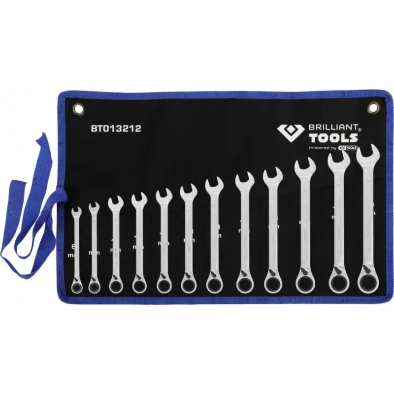 Brilliant Tools Kombinēto sprūdatslēgu komplekts 8-19mm, 12gab., Brilliant BT013212