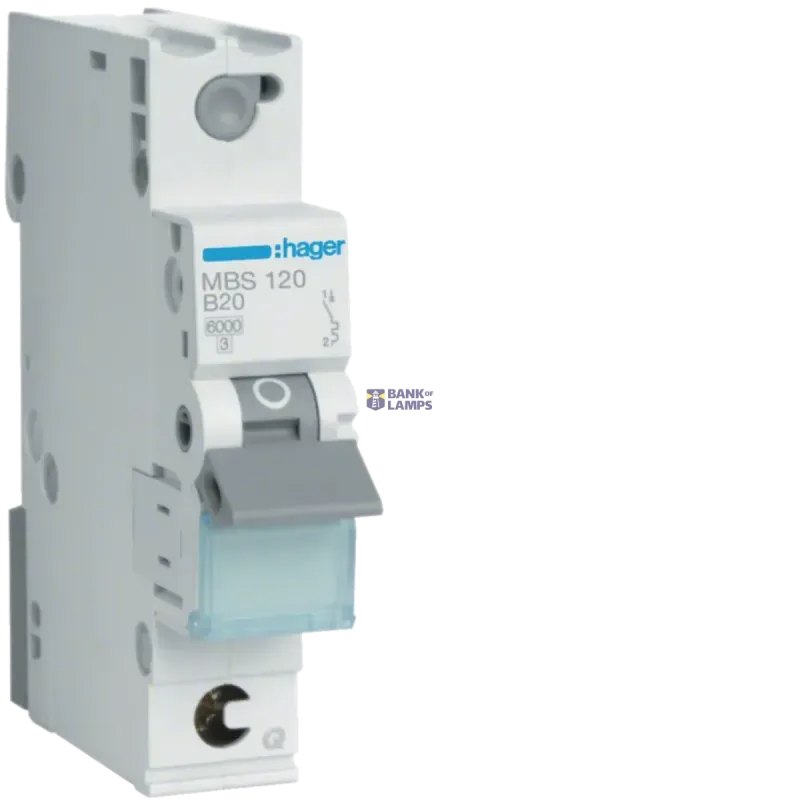 Hager Miniature Circuit Breaker 1P, 6 kA B-20 A Quick Connect, 1M MBS120