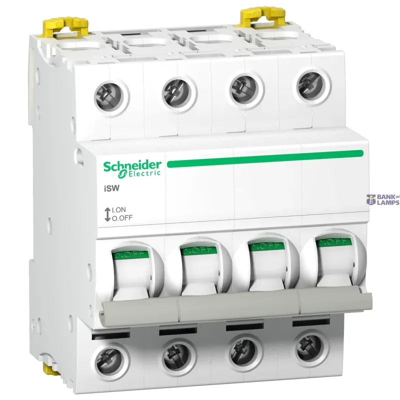 Schneider Electric Switch Disconnector Acti9 iSW, 4P, 63 A, 415 V, IP20, White A9S65463