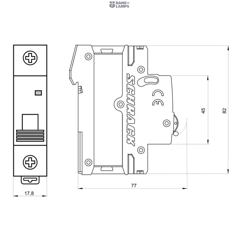 SCHRACK Miniature Circuit Breaker AMPARO 6kA, C 25A, 1P AM617125--