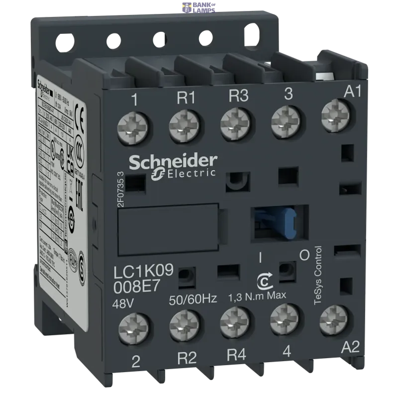 Schneider Electric Contactor TeSys K, 4P, 20 A, 440 V, 2NO, IP2X, 10 A LC1K09008B7
