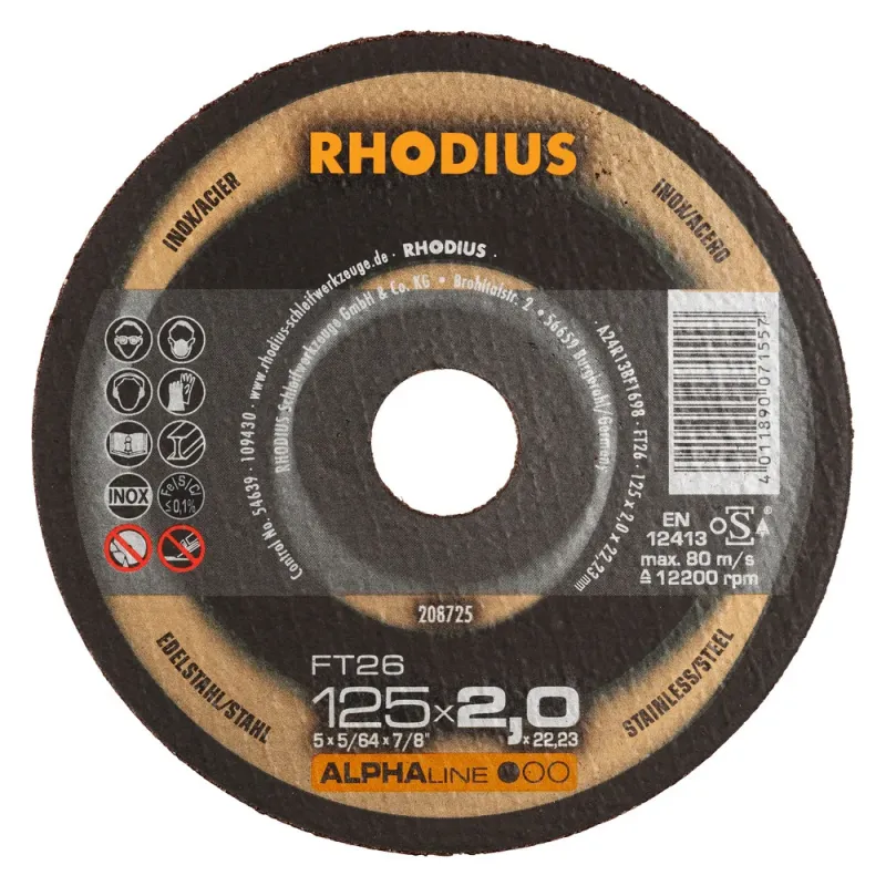 RHODIUS Disks metālam Rhodius FT26 180x2x22,23 mm 250-208726