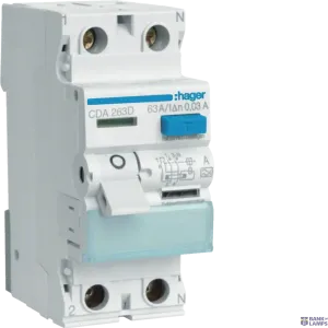 Hager CDA263D — Differential Switch 2P, 63 A, 30 mA, type A Hager CDA263D — Differential Switch 2P, 63 A, 30 mA, type A