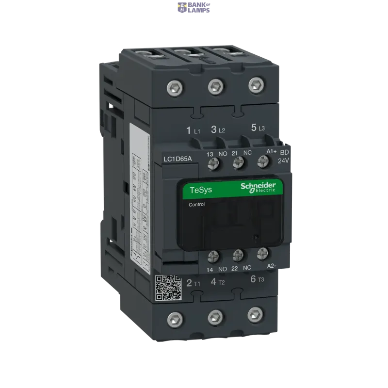 Schneider Electric Contactor TeSys Deca, 3P, 65 A, 440 V, 3NO, IP20, 24 V DC LC1D65ABD