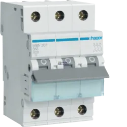 Hager MBN363 — автоматический выключатель 3P, 6 kA B-63 A, 3M
