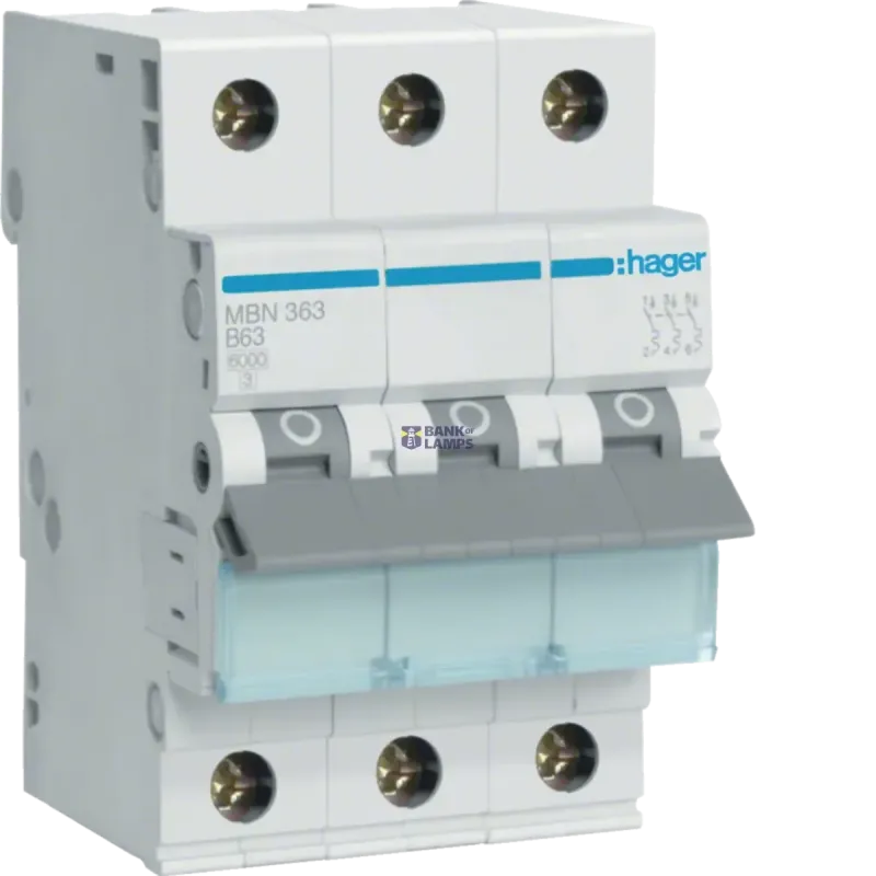 Hager Circuit Breaker 3P, 6 kA B-63 A, 3M MBN363