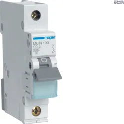 Hager MCN100 — автоматический выключатель 1P, 6 kA C-0.5 A, 1M