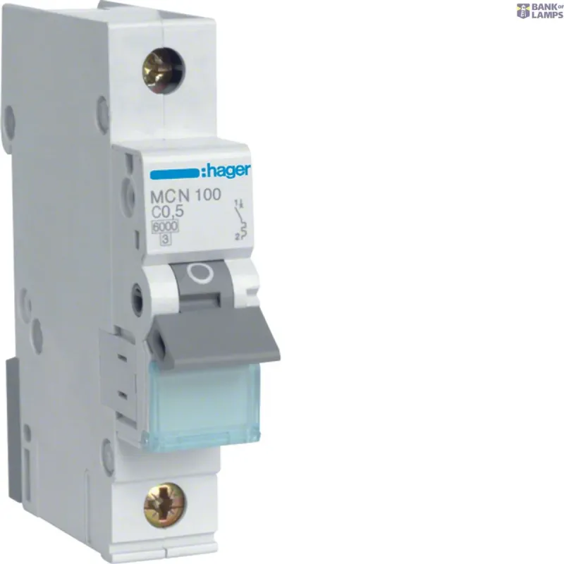 Hager Miniature Circuit Breaker 1P, 6 kA C-0.5 A, 1M MCN100