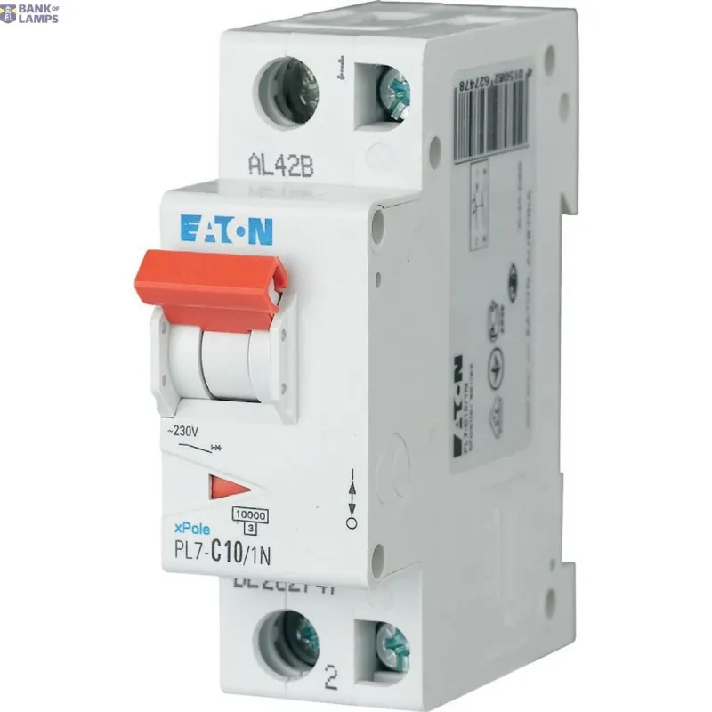 EATON PL7-C10/1N Miniature circuit breaker (MCB), 10 A, 1p+N 262747