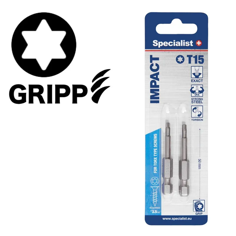 Specialist+ SPECIALIST+ uzgalis TORX GRIP T15, 50 mm, 2 gab. 24-2-068