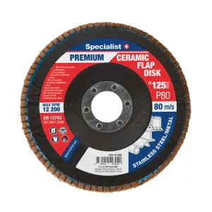 Atlokšņu slīpēšanas disks 125 mm, P80, Keramiskais PREMIUM, SPECIALIST+ Atlokšņu slīpēšanas disks 125 mm, P80, Keramiskais PREMIUM, SPECIALIST+