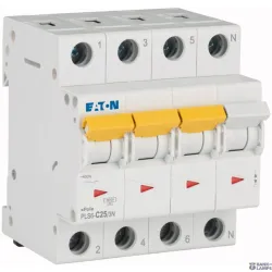 EATON 243020 — Miniature circuit breaker (MCB), 25 A, 3p+N, characteristic: C. EATON 243020 — Miniature circuit breaker (MCB), 25 A, 3p+N, characteristic: C.