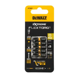 FLEXTORQ skrūvgriežu uzgaļi PH2, 25mm, DeWALT, 5 gab. FLEXTORQ skrūvgriežu uzgaļi PH2, 25mm, DeWALT, 5 gab.