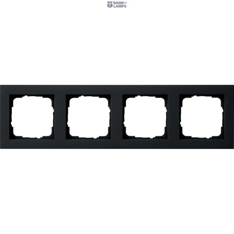 Gira Cover Frame E2 Black Matt (Lacquered) 4-Gang, Halogen-Free 021409