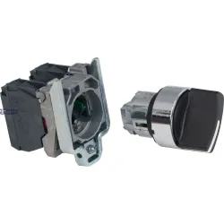 Schneider Electric XB4BD25 — Selector slēdzis slēdzis Harmony XB4, 1NO, 2 positions, 22.5mm, IP69, Black, 1NO + 1NC