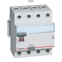 Legrand 411785 — Residual Current автоматический выключатель 4P, 40 A, 400 V, IP20, 50 Hz, 44 mm, DIN rail, 0.25 kA, 300 mA