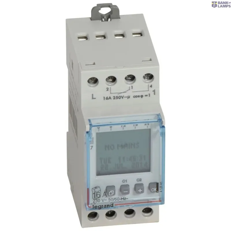 Legrand Time Switch IP20, 5, 50 - 60 Hz, 60 mm, 83 mm 412641
