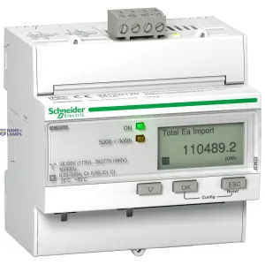 Schneider Electric A9MEM3255 — Energy Meter Acti9 Energy Meters iEM3000 iEM3255, 3P+N, 5 A, IP40, White