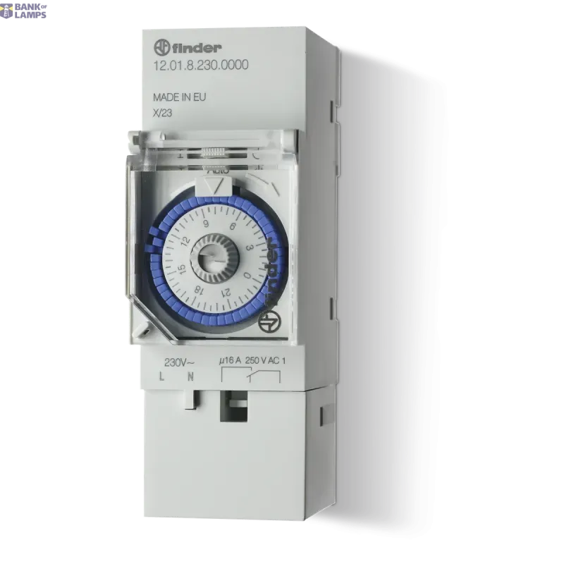 FINDER Mechanical Time Switch 35.8mm, 1CO, 16A, 230VAC, daily pr 120182300000
