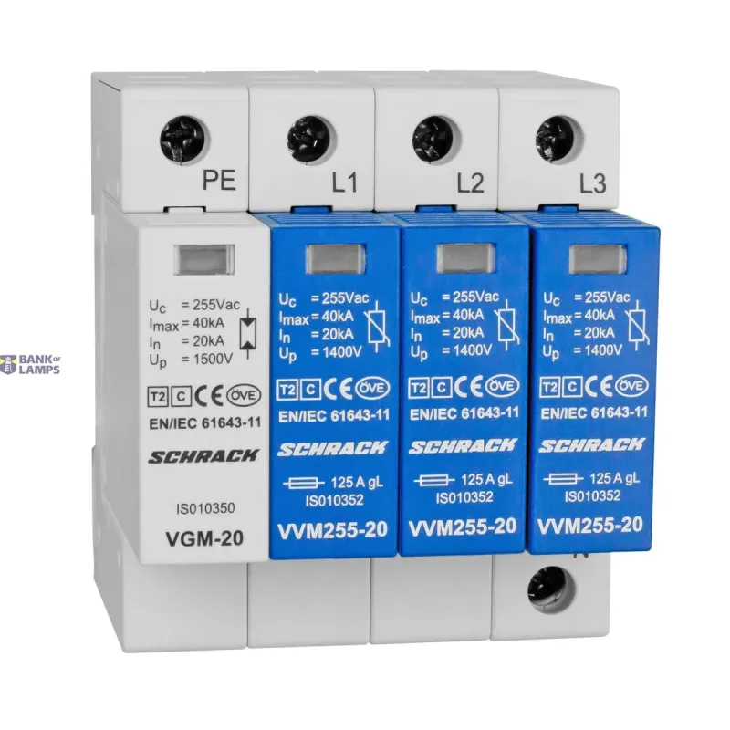 SCHRACK Surge Arrester Set TT, TN-S system, Class T2 (C), 3+1 IS111310--