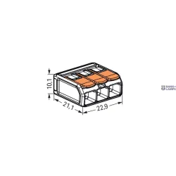 WAGO 221-613 — savienojuma klemme with Levers 3-Conductor, 6 mm², Transparent WAGO 221-613 — savienojuma klemme with Levers 3-Conductor, 6 mm², Transparent