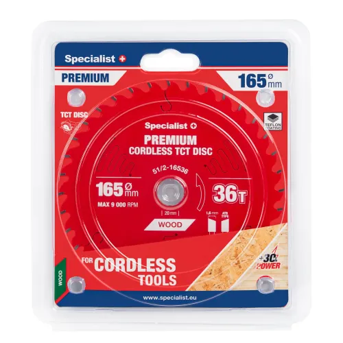 Specialist+ Griešanas disks 165x36Tx20mm, Cordless PREMIUM, SPECIALIST+ 51-2-16536