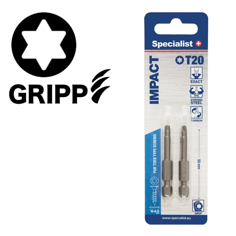 Specialist+ SPECIALIST+ uzgalis TORX GRIP T20, 50 mm, 2 gab. 24-2-069