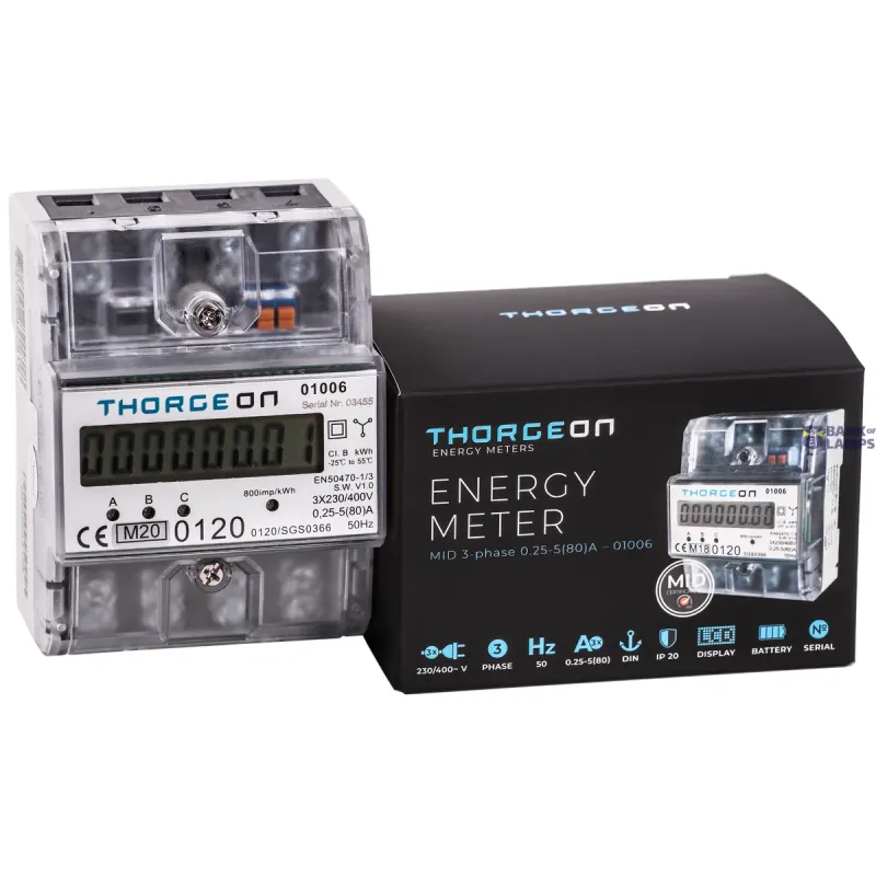 THORGEON 3-Phase DIN Energy Meter 80A MID certificate 01006
