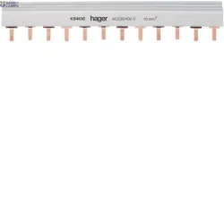 Hager KB463C — Busbar Insulated, 3P+N, 63 A prong 10 mm², 24M