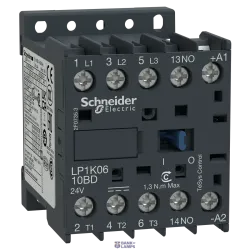 Schneider Electric LP1K0610BD — Contactor TeSys K, 3P, 6 A, 440 V, 1NO, IP2X, 24 V DC, Rail Schneider Electric LP1K0610BD — Contactor TeSys K, 3P, 6 A, 440 V, 1NO, IP2X, 24 V DC, Rail