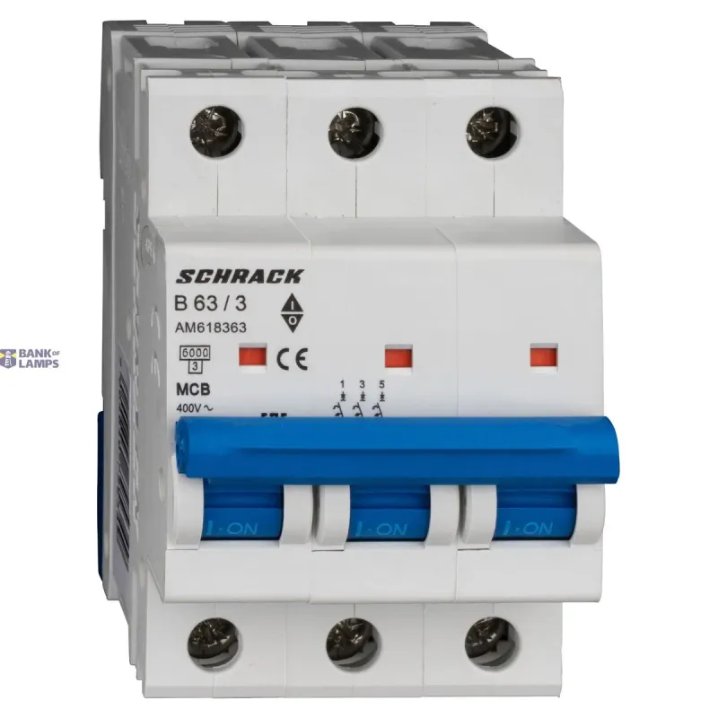 SCHRACK Miniature Circuit Breaker AMPARO 6kA, B 63A, 3P AM618363--