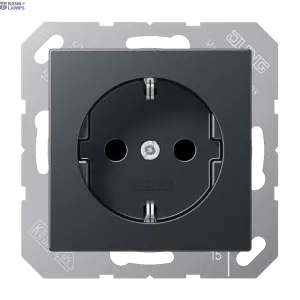 Jung A1520BFANM — SCHUKO rozete A, 16 A, 250 V, Thermoplastic Lacquered, Matt Anthracite, Screwless Terminals for Rigid and Flexible Wires