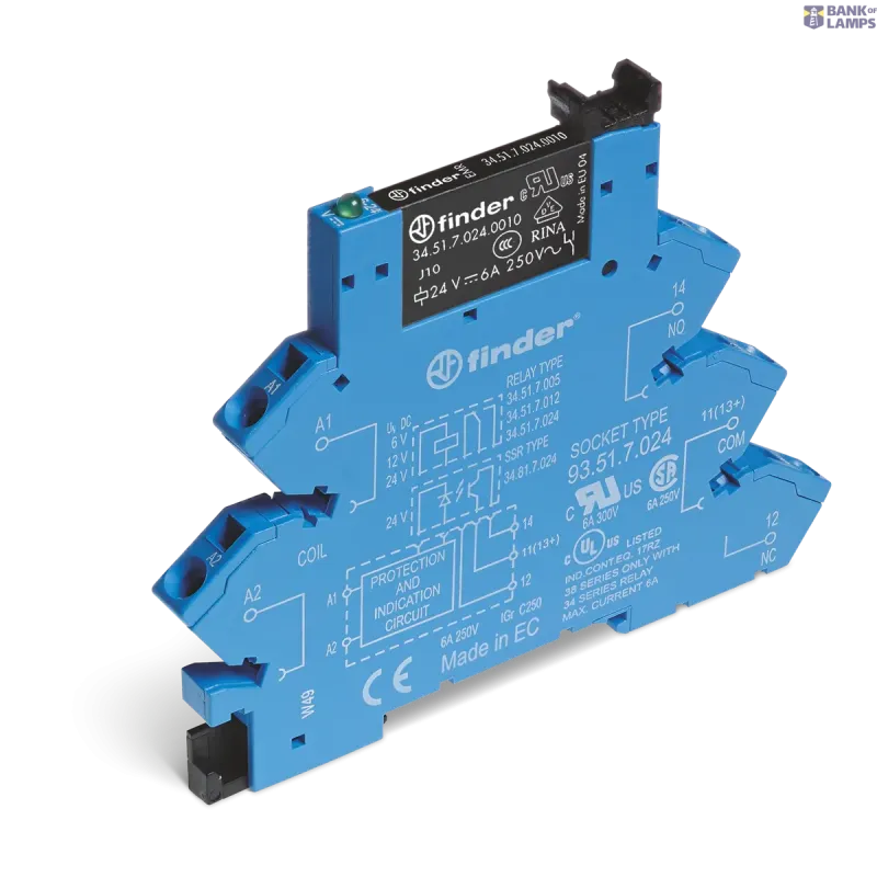 FINDER Electromechanical Relay Interface Module Screwless, 6.2mm 386170240050