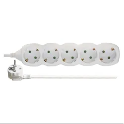 Pagarinātājs 5 ligzdu, 1.5m ar zemējumu (balts) 1.5mm²