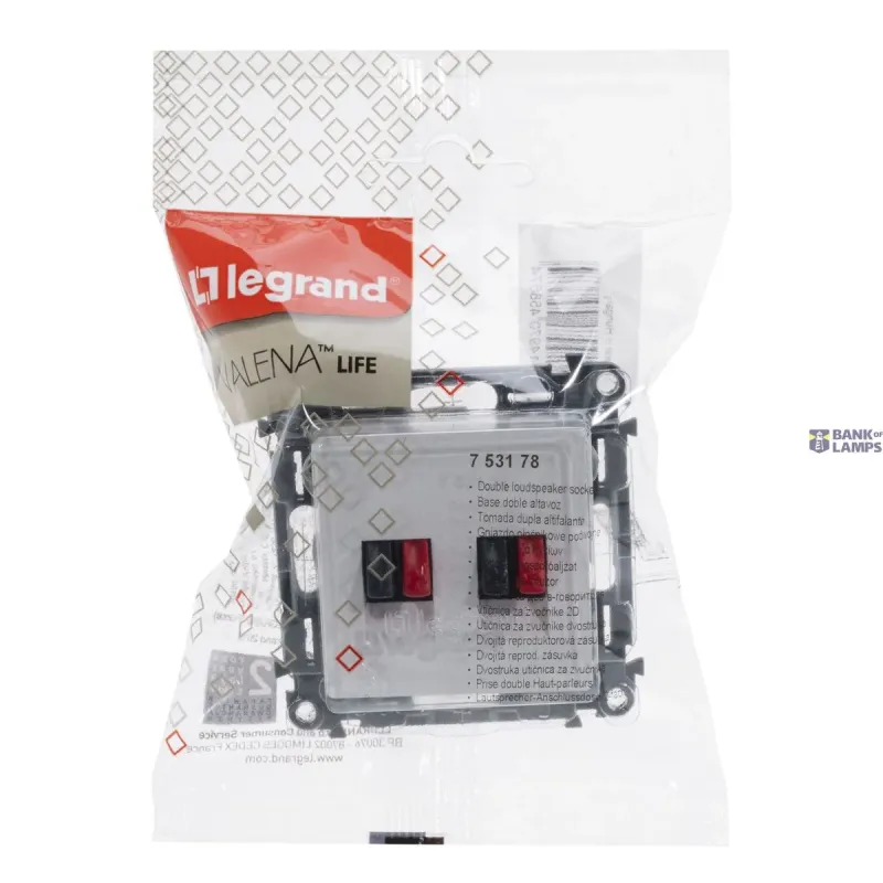 Legrand Double Socket Outlet Valena Life 2M, RAL 9003, W 74.7mm, H 753178