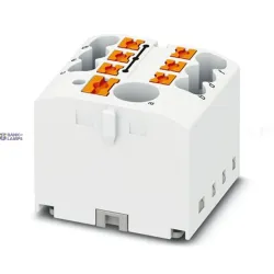 Phoenix Contact 3273342 — Distribution Block PTFIX 6/6X2.5 WH, 24A, White, Push-In Connection, For Snapping Onto A Din Rail Adapter, Direct Mounting With Flange, Free-Hanging