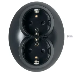 Schneider Electric WDE007085 — rozete Outlet Renova, 2P + E, 16A, 250V AC, Black