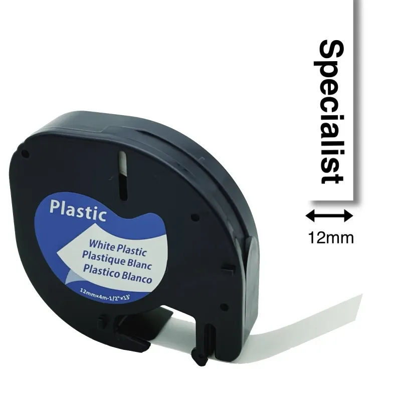 Specialist+ SPECIALIST+ lenta LETRATAG komp., 12 mm, melna / balta 31-2-A91201