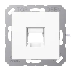 Jung A1569-1WEWW — Modular Jack rozete Centre Plate AS/A, 1-Gang, For Modular Jack Sockets, White, 55 mm x 55 mm, Thermoplastic, Snap-on Fixing, UMA-CAT6A Jung A1569-1WEWW — Modular Jack rozete Centre Plate AS/A, 1-Gang, For Modular Jack Sockets, White, 55 mm x 55 mm, Thermoplastic, Snap-on Fixing, UMA-CAT6A