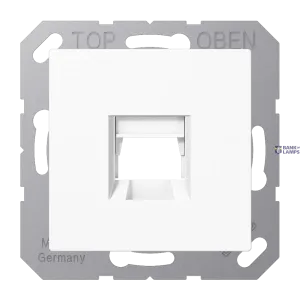 Jung A1569-1WEWW — Modular Jack rozete Centre Plate AS/A, 1-Gang, For Modular Jack Sockets, White, 55 mm x 55 mm, Thermoplastic, Snap-on Fixing, UMA-CAT6A