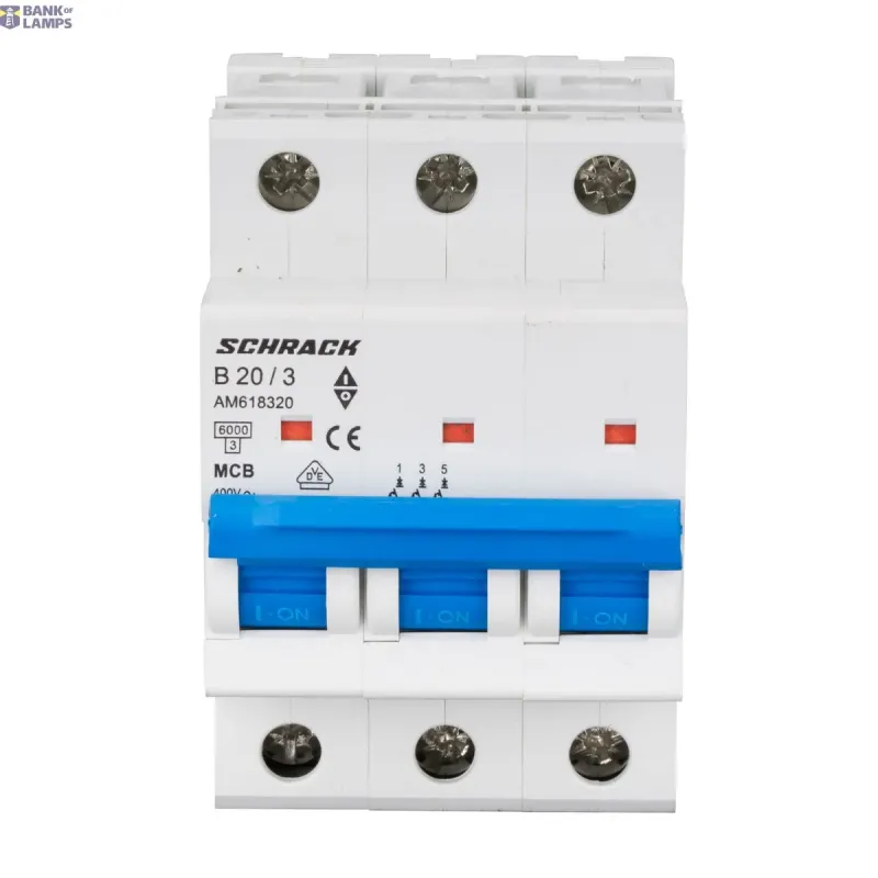 SCHRACK Miniature Circuit Breaker AMPARO 6kA, B 20A, 3P AM618320--