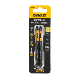 FLEXTORQ skrūvgriežu uzgaļi PH2 89 mm, DeWALT, 2 gab. FLEXTORQ skrūvgriežu uzgaļi PH2 89 mm, DeWALT, 2 gab.